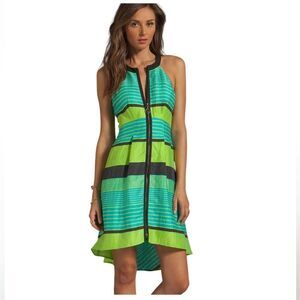Nanette Lepore Black and Blue Striped Dress
